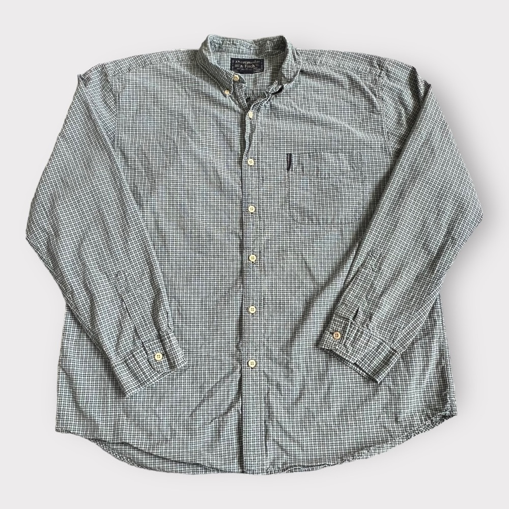 Abercrombie & Fitch Button Shirt Green 100% Cotton Men Size XL